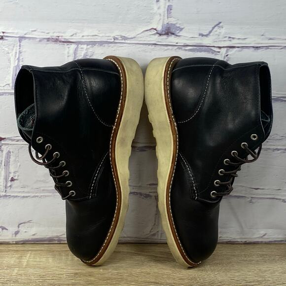 Red Wing 3450 6" Black Round Toe Work Boots Women's Size 6.5 Lace Up Leather USA - Picture 6 of 8